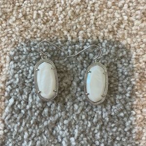 Kendra Scott Elle Silver Drop Earrings In Ivory Mother-Of-Pearl